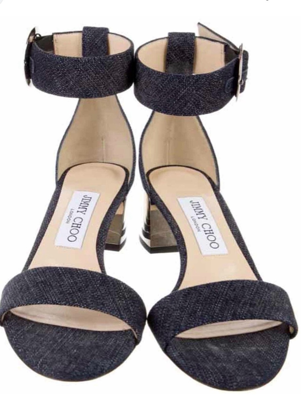 Jimmy Choo Navy Denim Open-Toe Ankle-Strap Sandals size 41 (10)